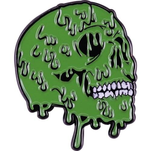 Green Melt Skull Badge Great to wear everyday or on any friends' birthday party