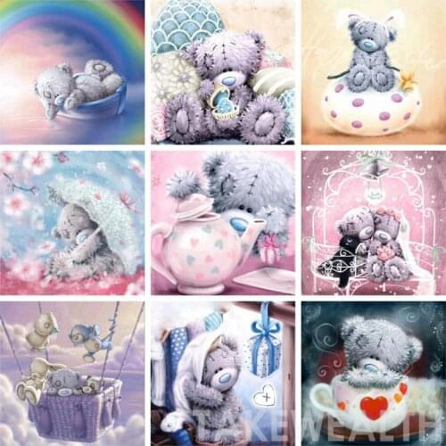 Umbrella Full Diamond Embroidery Teddy Bear Love 5D diy Diamond Painting Cross stitch Cartoon full Diamond mosaic flower L681