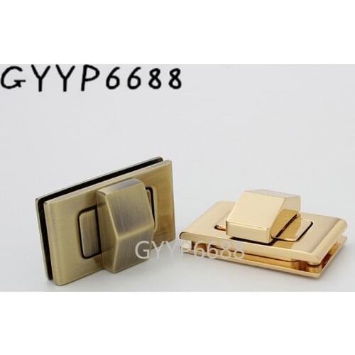 1-5sets 3 colors 42x24mm metal rectangle shape twist lock for woman purse turn lock chains bag handbag accessories