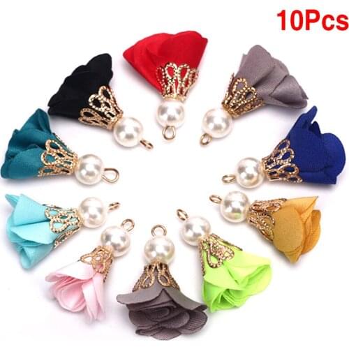 10pcs DIY Beads Buckle Torch Gold Bell Clasps Flower Tassel Charm Pendant For Keychain Garment Accessories 10 Colors
