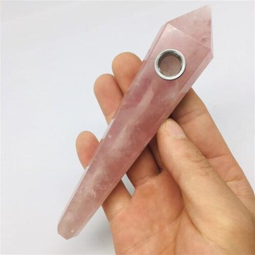 15cm natural quartz crystal smoking pipes Crystal powder wand reiki healing gifts wholesale price 2pcs filter and 1pcs brush hea