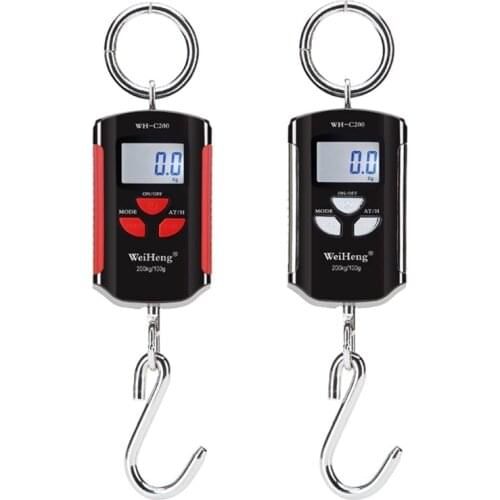 200kg 100g Mini Heavy Duty Electronic Digital Stainless Steel Hook Scale Fish Hanging Crane Scale LCD Loop Weight Balance