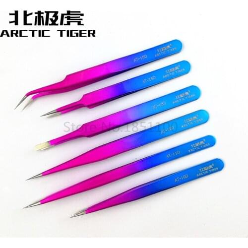 ARCTIC TIGER New Stainless Steel Industrial Anti-static Tweezers watchmaker Repair Tools Excellent Quality