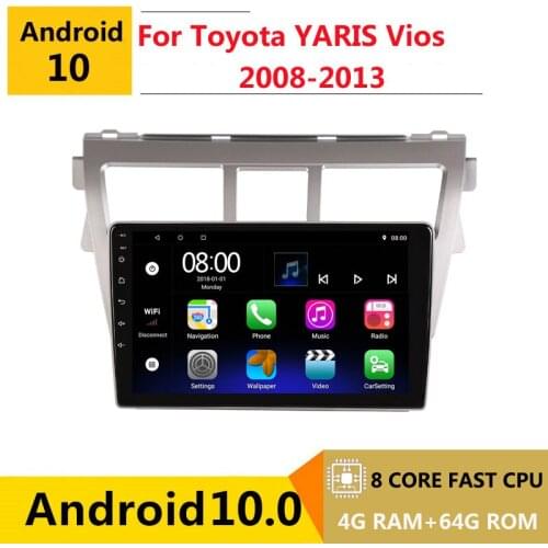 2 din 8 core android 10 car radio auto stereo for Toyota YARIS Vios 2008 2009 2010-2013 navigation GPS DVD Multimedia Player