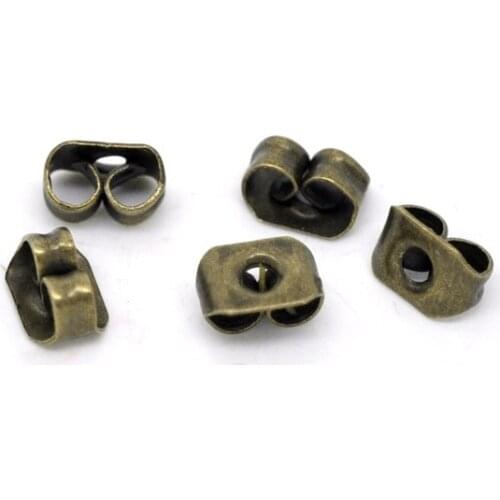 Free Shipping 500pcs Antique Bronze Ear Nut Clutch Earring Post Backs 5x4mm Jewelry Findings J0677