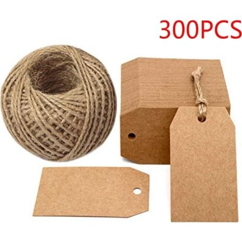 100-300Pcs Kraft Paper Gift Tags 2 x 1inch Craft Tag with String Blank Hang for Packaging Price Tags Wedding Party Decoration