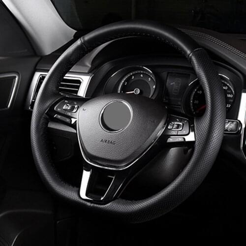 Black Hand-stitched Artificial Leather Car Steering Wheel Cover For Volkswagen VW Golf 7 (VII) Golf Sportsvan(SV) Polo Tiguan