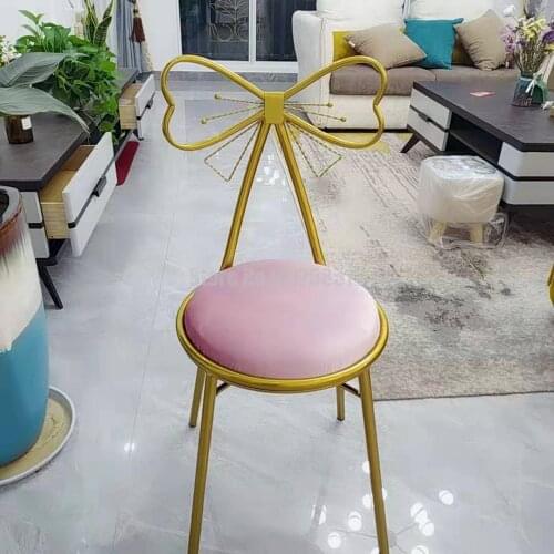 Net red bow nail art makeup chair ins Nordic modern minimalist dressing table stool girl heart bedroom backrest