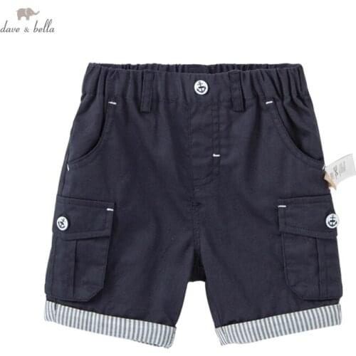 DBX16681 dave bella summer baby boys fashion striped pockets pants children calf length kids pants infant toddler trousers
