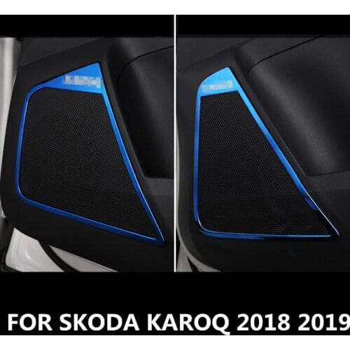 For SKODA KAROQ 2018 2019 styling detector Inside Audio Speak Sound Ring circle lamp trim Interior decoration Stainless Steel