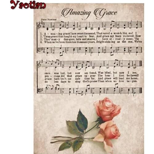 Diy Diamond Painting 5D Diamond Embroidery Retro Music Rose Flower Cross Stitch Kit Rhinestone Diamond Mosaic Home Decoration