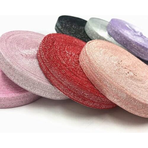 10 yards per lot 18 colors glitter thread elastic for Hair accessories glitter Fold Over Elastic ribbon headwear elastic band