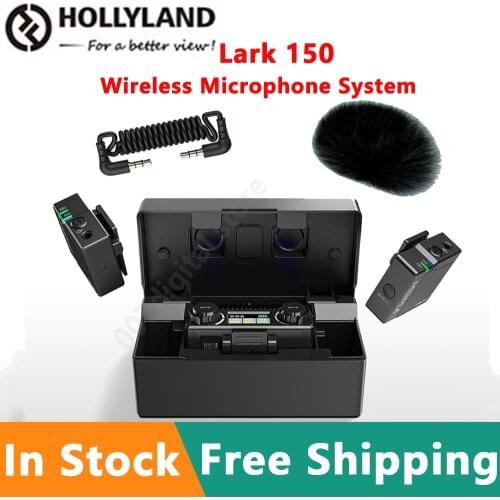 Hollyland LARK 150 Duo Solo Microphone Wireless Lavalier Mic 2.4G Hz Charging Box for DSLR camera smartphones iPone Android