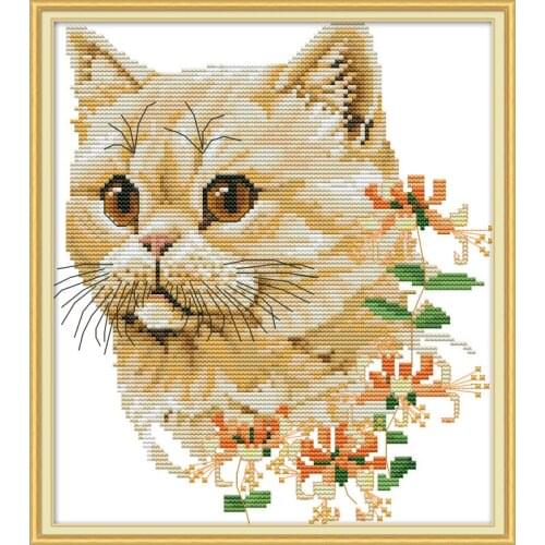 Joy Sunday New Arrival Cat Simple Needlework DMC 11&14CT DIY Cross Stitch Sets for Embroidery Kits Gift Desk Room Decor Kits