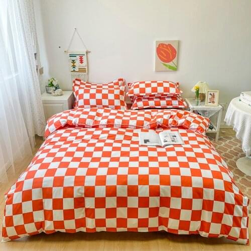 Nordic Style Duvet Cover Pillowcase 3pcs 175x220,King Quilt Cover Blanket Cover 200x200 ,Red And White Grid Pattern Bedding Set