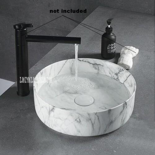 1117 Chinese Style Round Ceramic Sink Stain Resistant Glaze Hand Wash Sink High Temperature Firing Above Counter Basin Bowl