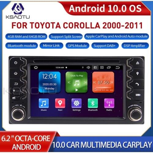 KSAOTU 6548 6.2" 8-Core Android 10.0 Car Stereo Carplay DSP DAB+ GPS WiFi USB DVB-T 4G TPMS Canbus OBD2 For Toyota corolla