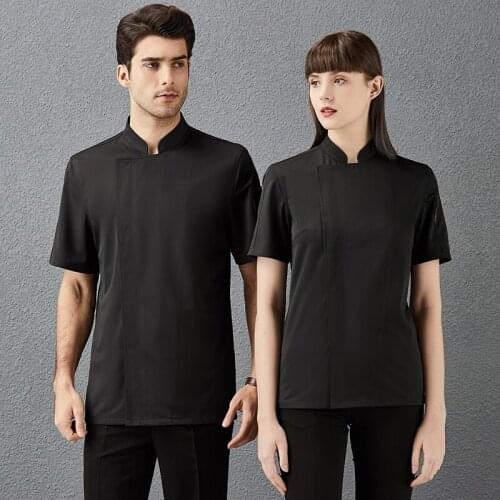 Medical Fabric Short Sleeve Chef Men Women Bakery Food Service Cooking Hotel Unisex Kitchen Jackets Canteen Patisserie Work Wear