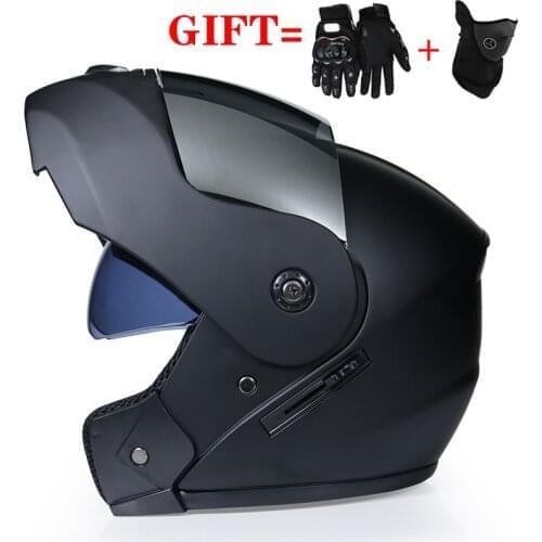 2 Gifts Racing Motocross Helmets Modular Dual Lens Carbon Helf Motorcycle Helmet Full Face Helm Safe Flip Up Cascos Para Moto