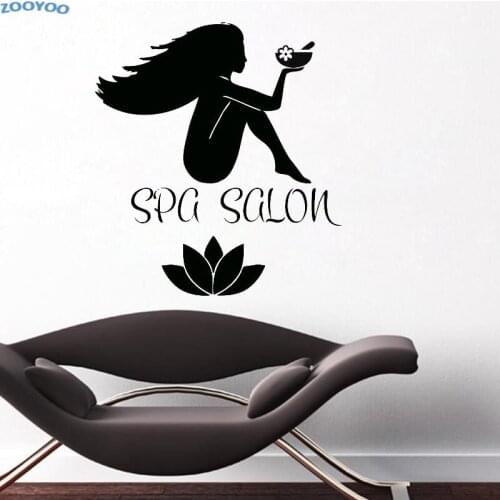 ZOOYOO Lotus Girl Spa Salon Wall Sticker Home Decor Beauty Salon Wall Decal Art Vinyl Decoration Murals