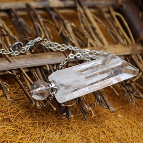 Natural White Crystal Quartz Stone Perfume Bottles Pendant Jewelry Mediterranean style Aromatherapy Pendulum Women Necklaces