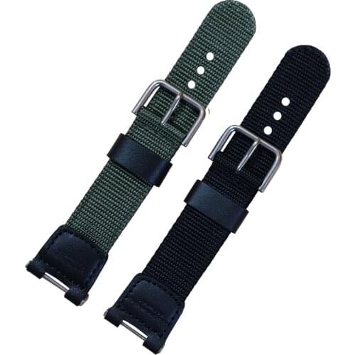 Nylon Canvas Watch Band Fashion Watch Strap Simple Watch Replacement Strap Compatible for Casio SGW-100 SGW100 Green