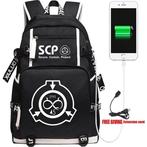 New SCP Special Containment Procedures Foundation Backpack Student School Bags Bookbag Unisex Travel Shoulder Laptop Bags