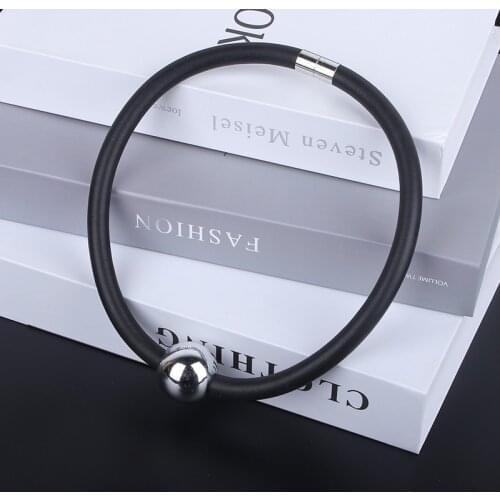JID Gothic Style Large Bead Pandent Women Necklace Magnet Buckle Choker Neck Chain Decoration Minimalism Rubber Jewelry Trend