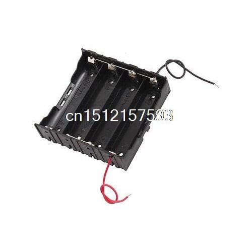Rectangle In Parallel 2-Wired 4 x 3.7V 18650 Battery Holder Case Black