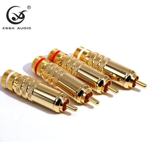 8pcs YIVO Hi-end High Quality Hifi DIY 9mm Gold plated Brass 62% copper Male RCA Plug Auido Connector Jack Plugs Audio terminal