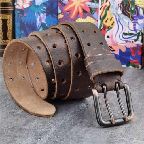 Retro Mens Belt 38MM Metal Double Pin Belt Buckle Leather Belt Men Jeans Wide Belt For Men Ceinture Waist Belt Men MBT0068