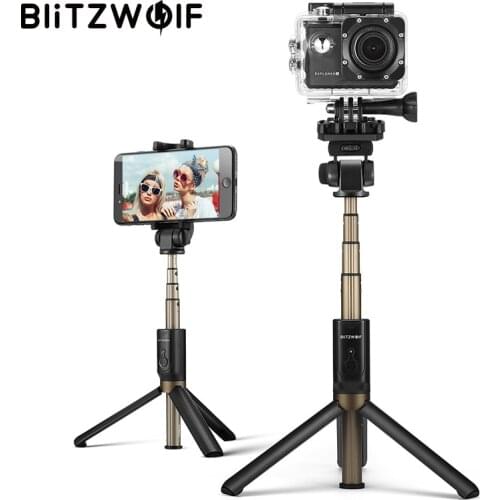 BlitzWolf 4 in 1 Camera Tripod bluetooth Selfie Stick Wireless Monopod For Gopro 5 6 7 Sports Camera For iPhone X 8 Smartphone