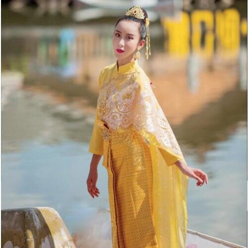 Dai traditional long sleeve Outfit vertical collar quality yarn approval Spring show Costume front desk welcome work clothes