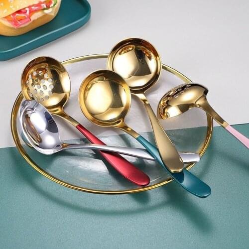 Stainless Steel Thickened Household Spoon Soup Colander Dining Public Soup Shell Strainer Cocina Utensilios Kichen Accessories