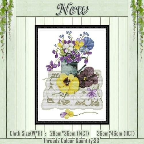 A vase on a lace mat flower decor painting counted print on the canvas DMC 11CT 14CT kit Cross Stitch embroidery needlework Sets