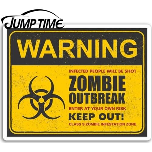 Jump Time for Warning Zombies Sign Vinyl Stickers Biohazard Sticker Laptop Decal Rear Windshield Waterproof Car Accessories