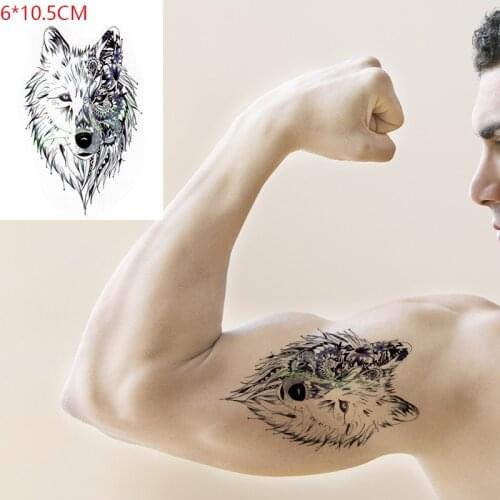 Waterproof Temporary Tattoo Sticker Wild wolf cool mighty ferocious ins Body Art Flash Tatto Fake Tatoo for Women Men