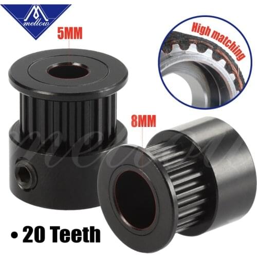 Mellow 3D Printer Parts Accessory GT2 20Teeth 20 Teeth Bore 5mm/8mm Timing Alumium Pulley for WanHao GT2-6mm Open Timing Belt