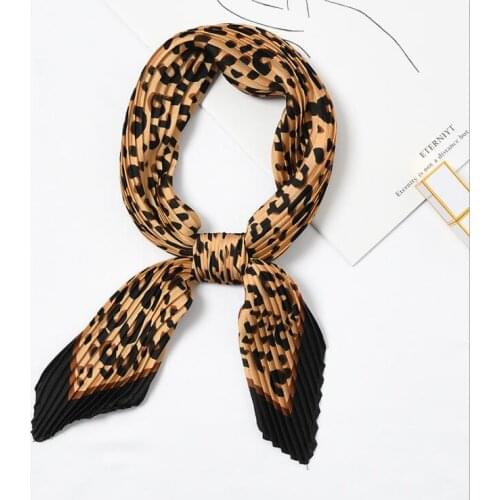 Yishine Wrinkle Neck Scarf Women Sexy Leopard Prints Fashion Crepe Kerchief Scarves New Headband Crumple Handlebag Wraps Scarf