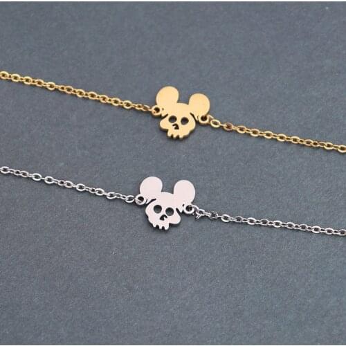10pcs/lot Wholesale Jewelry Stainless Steel Bracelets For Women Animal Bijoux Femme Anime Mouse Beacelet Gold Chain Pulseras