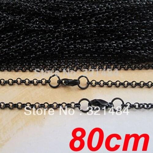 100pcs 80cm 2mm Gunmetal Black Rolo Chain Necklace For Pendant Jewelry Findings DIY Accessories