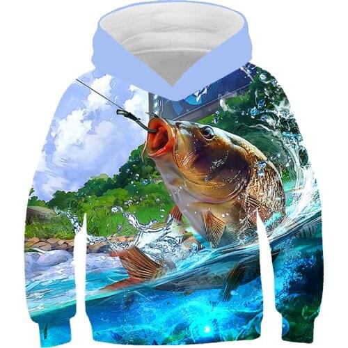 2021 Fashion kids Hoodie Cool Carp Fishing 3D Harajuku Sweatshirt Unisex Casual Pullover hoodies Fish Boy hooded Girl clothes