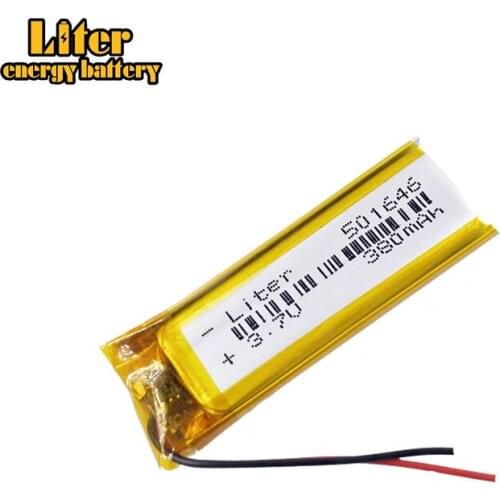 3.7V 380mAh 501646 Lithium Polymer LiPo Rechargeable Battery ion cells For Mp3 Mp4 Mp5 DIY PAD DVD E-book headset