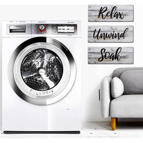 3pcs Relax Soak Unwind Signs Wooden Rustic Farmhouse Bathroom Wall Art Vintage Decoration for Laundry Room Housewarming