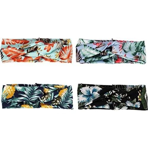 4 Pack Women Headbands Vintage Elastic Boho Floral Style Criss Cross Head Wrap Hair Band Cute Hair Accessory