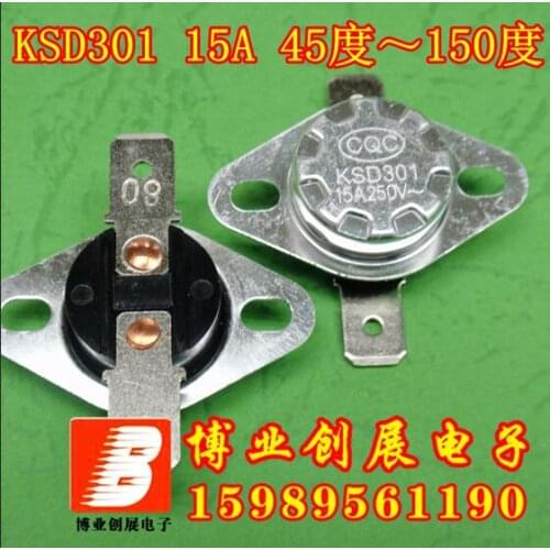 5pcs/15A 250V Temperature control switch KSD301 140 Degrees Celsius Normally closed (N.C) Thermostat Temperature switch