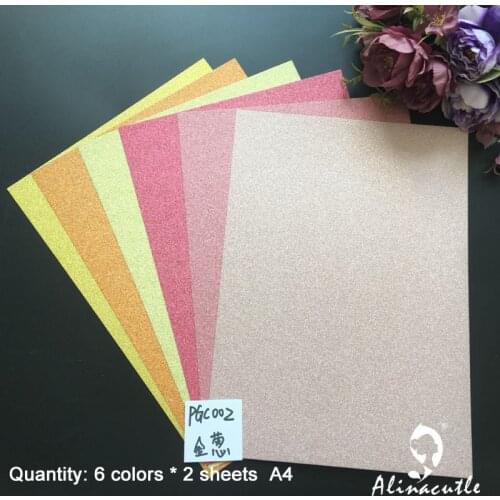6 colors x 2sheet card stock paper card stock Color Shades Glitter A4 250gsm Paper DIY Scrapbooking paper pack paper craft