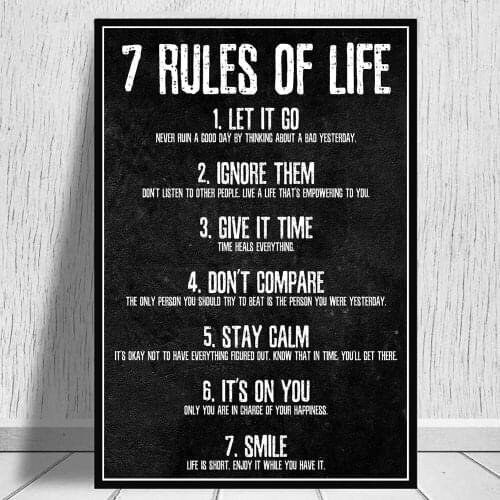 7 Cardinal Rules Of Life Motivational Poster And Prints Canvas Wall Painting No Frame Home Decor Slogan Picture For Living Room