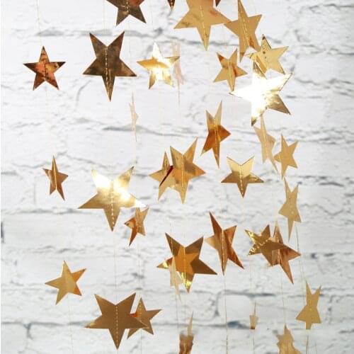 4M Star Garland Wedding Decoration DIY Birthday Party Home Decor Rose Gold Pendant Banner Happy New Year 2021 Craft Supplies