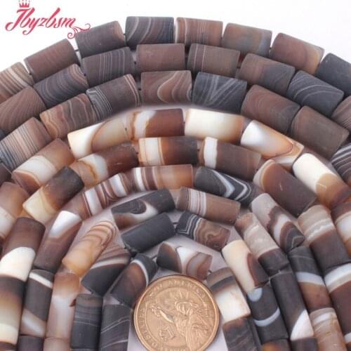 8x12,10x16,13x18mm Column Frost Stripe Brown Agates Beads Natural Stone Beads For DIY Necklace Jewelry Making 15" Free Shipping